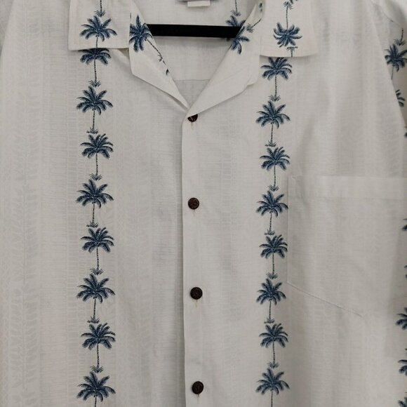 Pacific Legend Men's White Tropical Hawaiian Shirt Short Sleeve Palm Trees 3XL - Picture 4 of 9